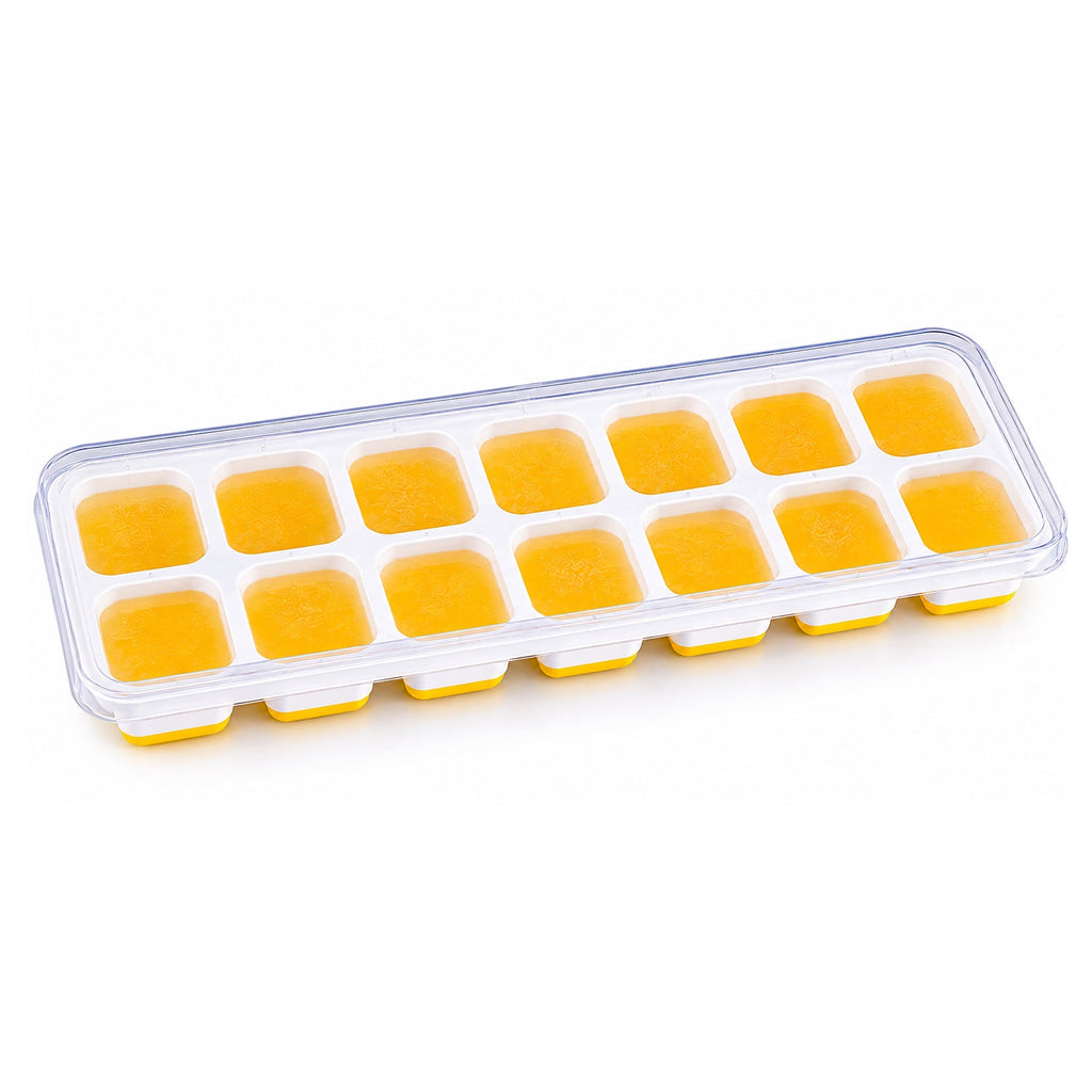 Ice Cube Tray with Spill-Proof Lid Effortless Ice Making and Space Saving - Back View