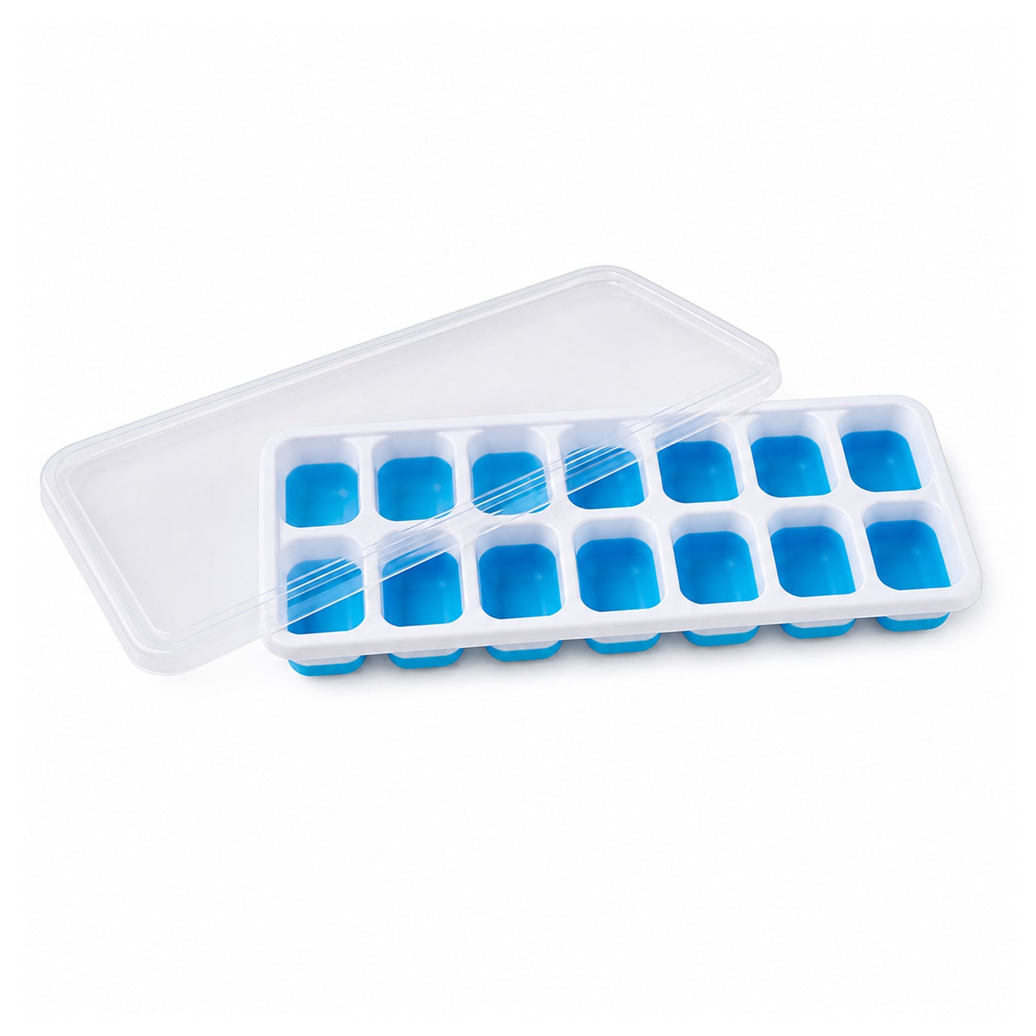 Multipurpose Plastic Ice Cube Tray 14-Grid with Lid for Easy Freezing - Back View