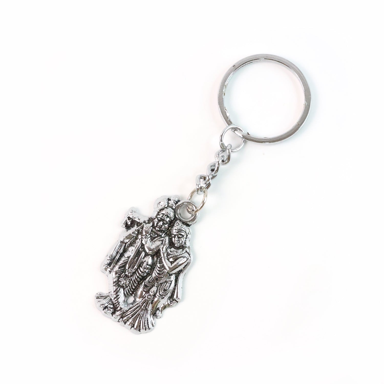 ALVENZA Radha Krishna Metal Keychain Set – Durable Spiritual Key Rings (2 Pc)