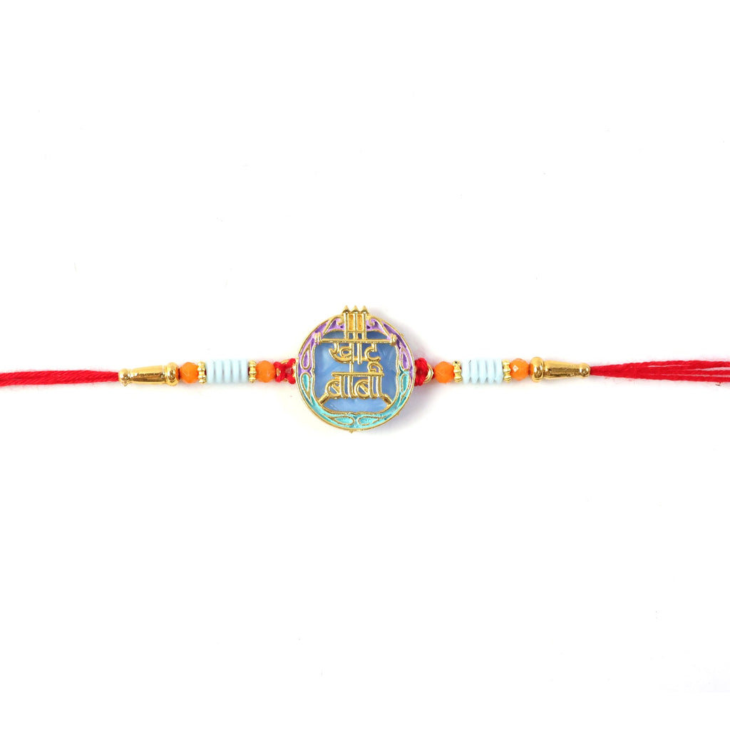 ALVENZA Colorful Rakhi with Beads & Religious Symbol – Traditional Festive Accessory