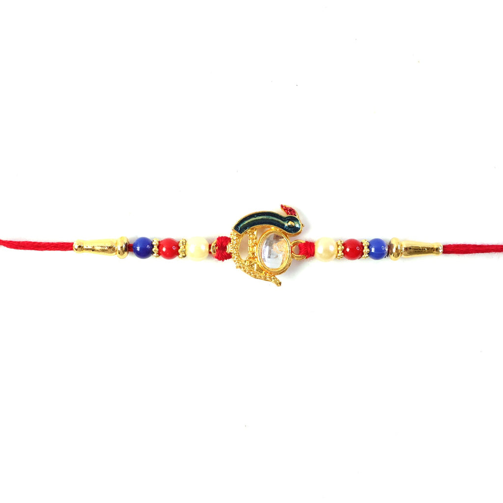 ALVENZA Elegant Stone Studs Rakhi – Traditional Beaded Brother Gift