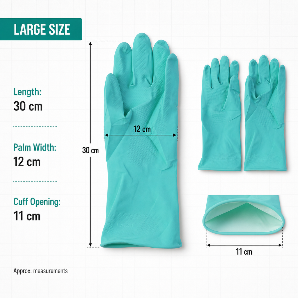 Large Victor Green Rubber Gloves Reusable & Waterproof for Kitchen - Detail View 6