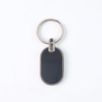 ALVENZA Oval Metal Keychain – Elegant Black & Silver Finish for Stylish Key Organization