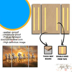 Horses Sunset Wall Art Vibrant 3-Panel MDF Canvas for Home Decor - Front View