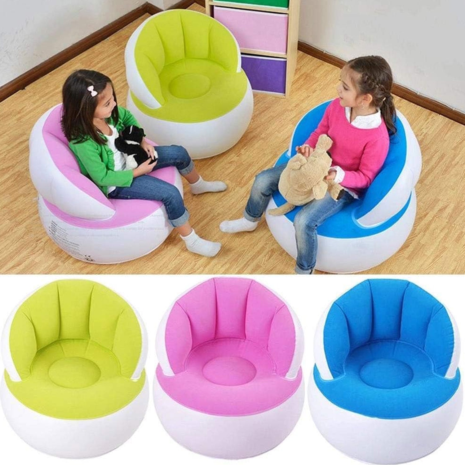 Kids Inflatable Sofa Chair With Foot Pump & Backrest | Play & Move - Detail View 7
