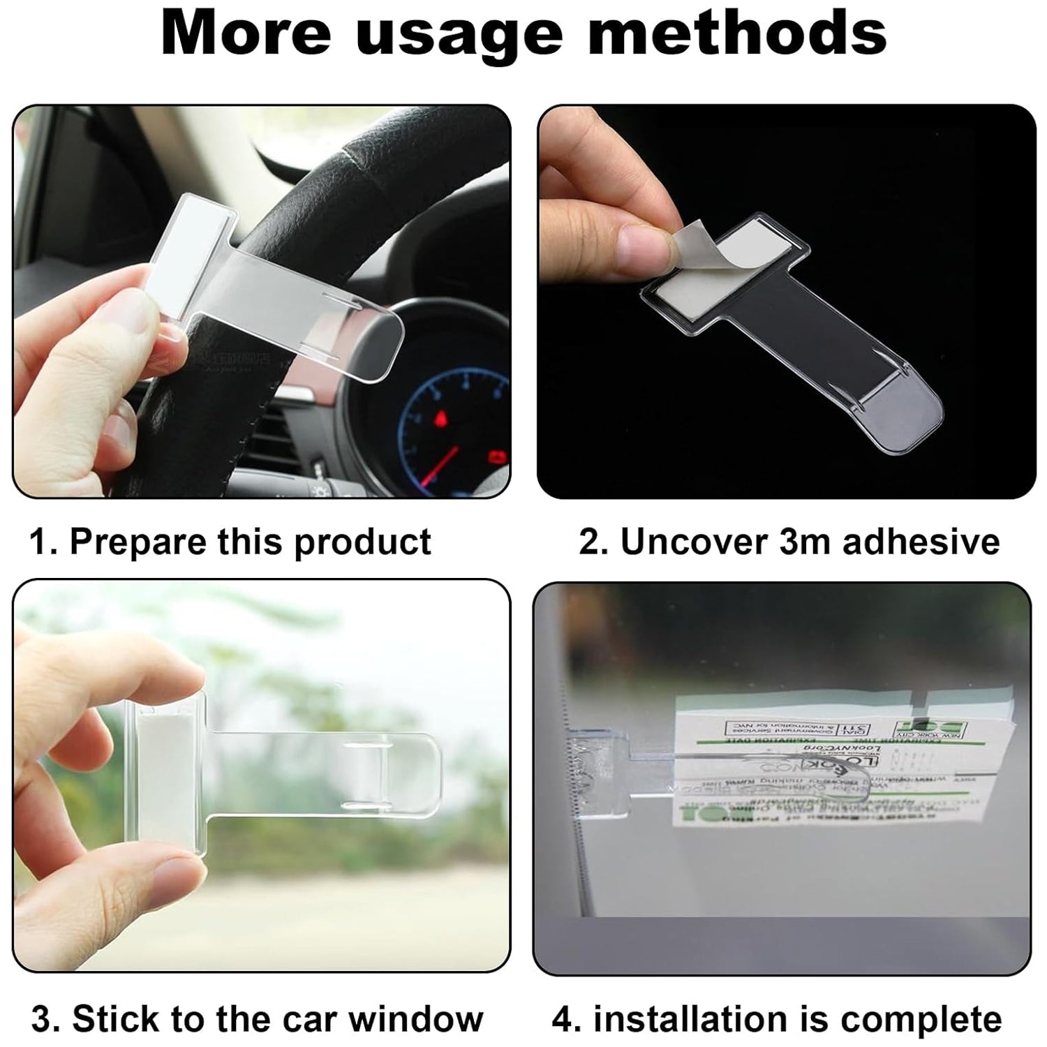 ALVENZA Fastag Holder for Car – Transparent Windscreen Card Stand (2 Pack) | Velvet Wheels