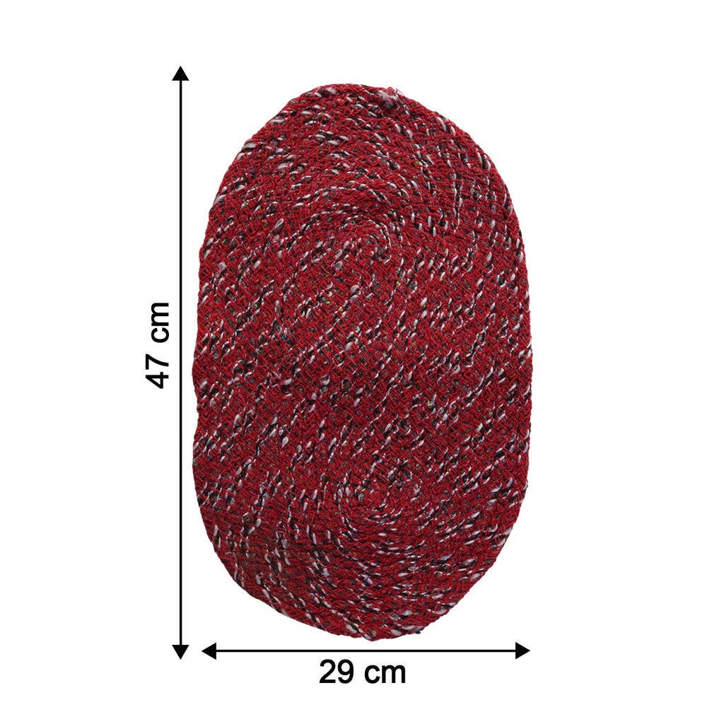 Red Oval Non-Slip Floor Mat Durable & Soft for Indoor Use - Detail View 6