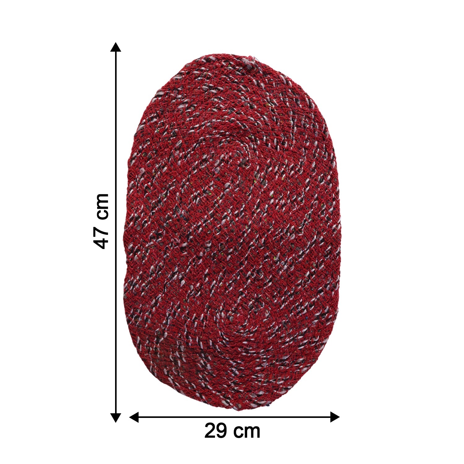 Red Oval Non-Slip Floor Mat Durable & Soft for Indoor Use - Detail View 6