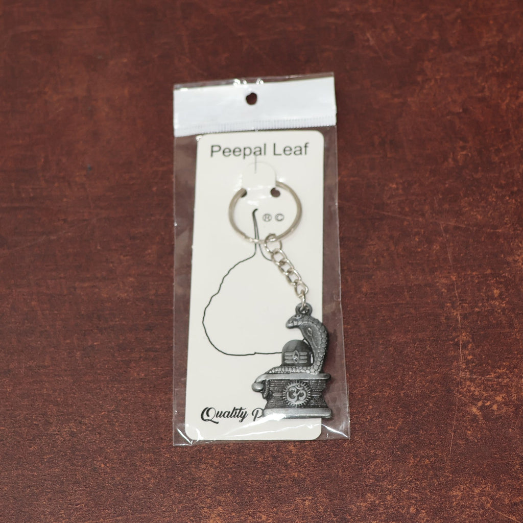 ALVENZA Shivling Keychain – Elegant Silver Metal Design with Snake Motif