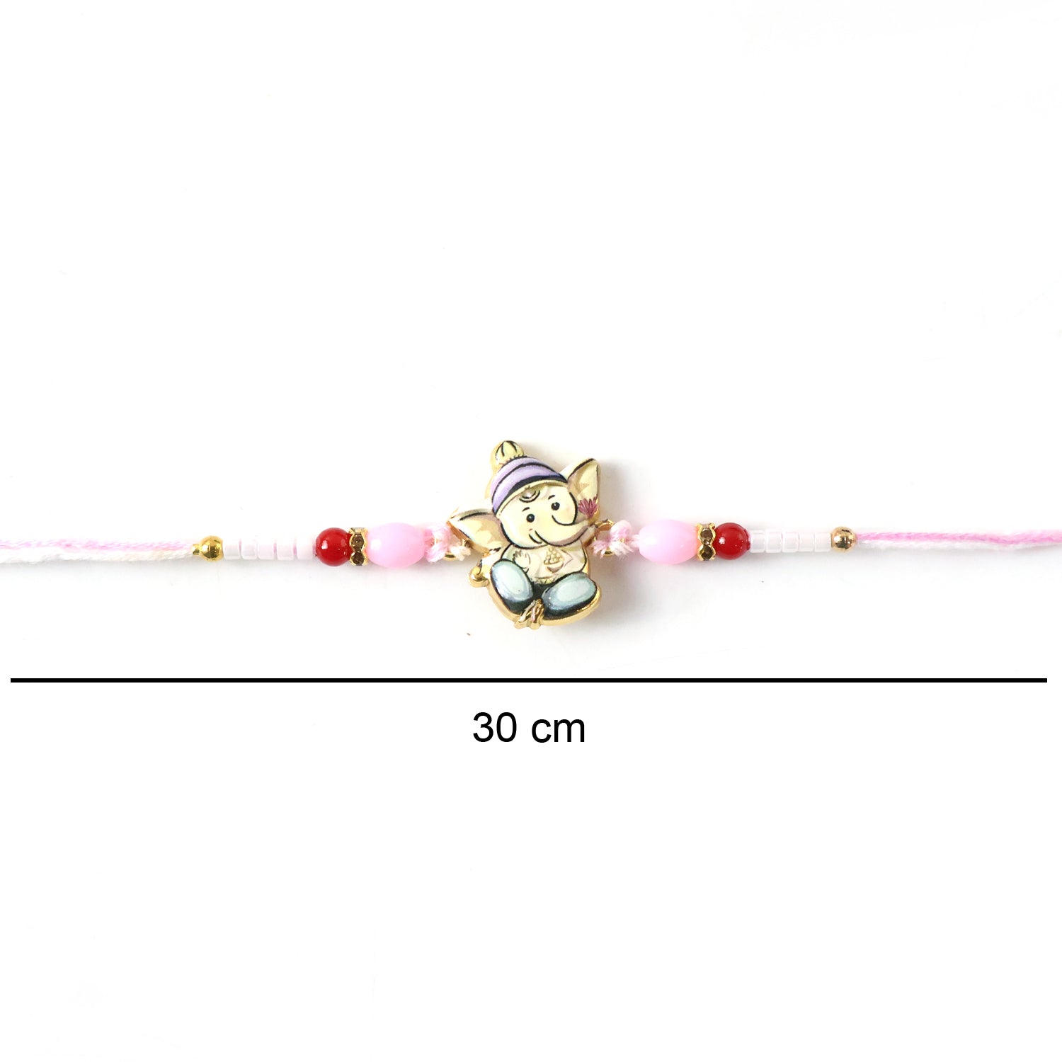 ALVENZA Ganesha Rakhi – Beautiful Pink and Red Beads for Raksha Bandhan