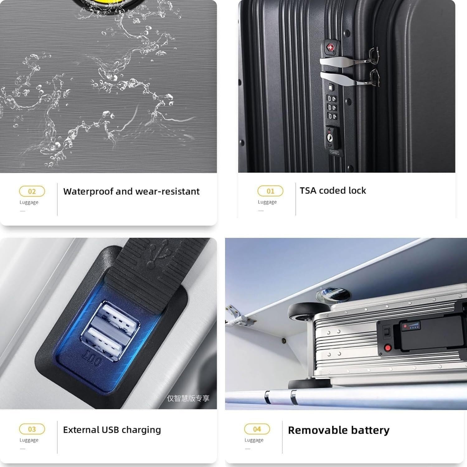 Electric Scooter Suitcase Rideable Smart Luggage with Removable Battery | - Detail View 5