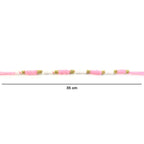 Pink & White Thread Rakhi Elegant Traditional Beaded Design - Detail View 6