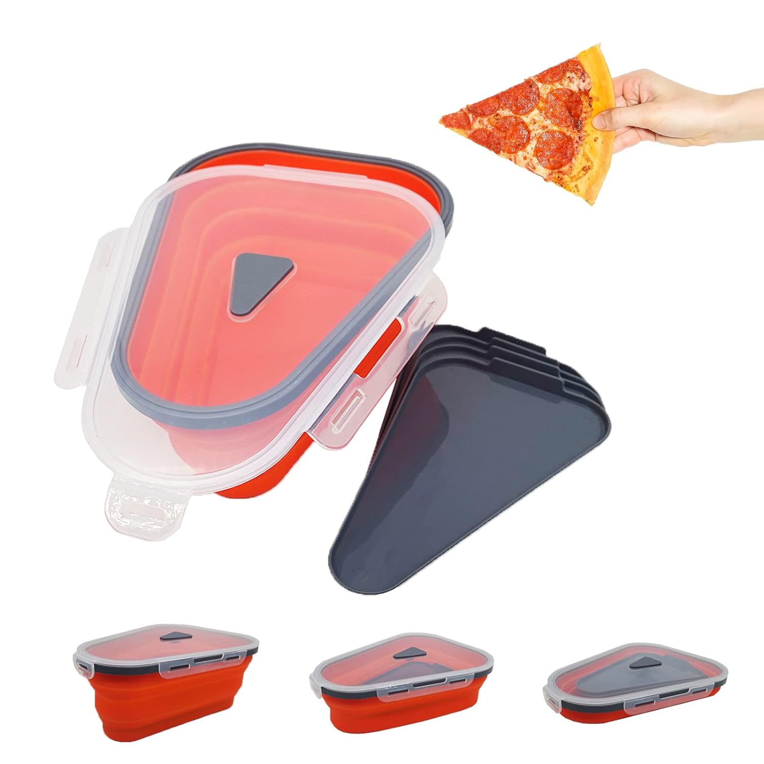 Pizza Storage Container Expandable Silicone Box with 5 Trays | Tidy Table - Back View