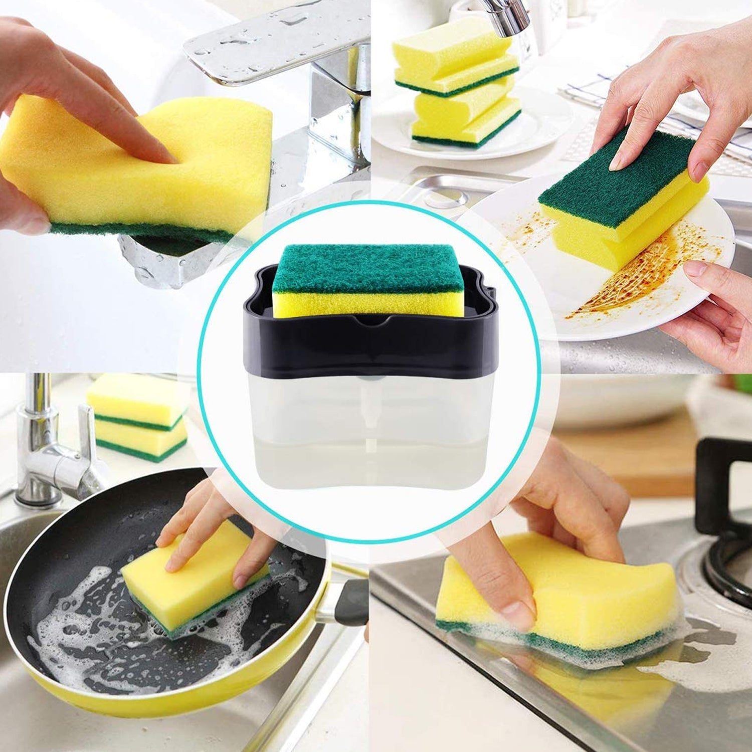 2-in-1 Soap Dispenser Built-in Scrub Holder & Organiser | Konvex - Detail View 6