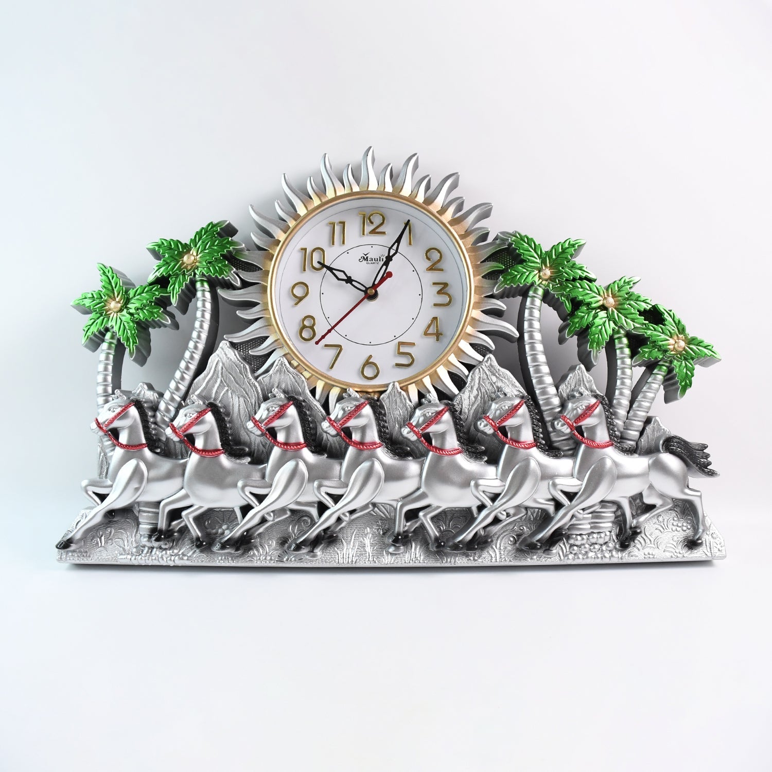 ALVENZA Plastic Wall Clock – Silent Sweep with Running Horse Design