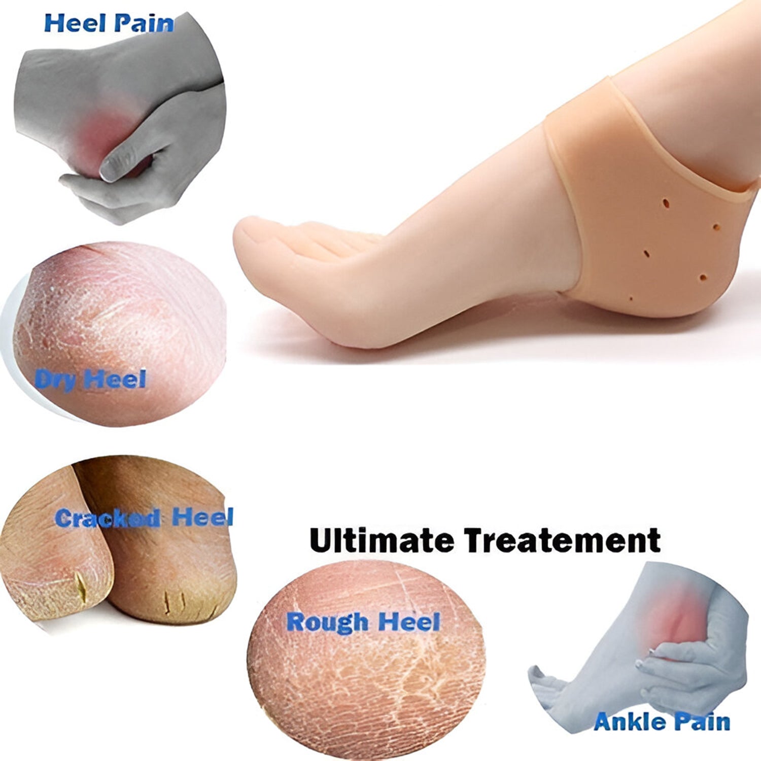 Kid Silicone Heel Protectors Soft Gel Cushions for Heel Care - Back View