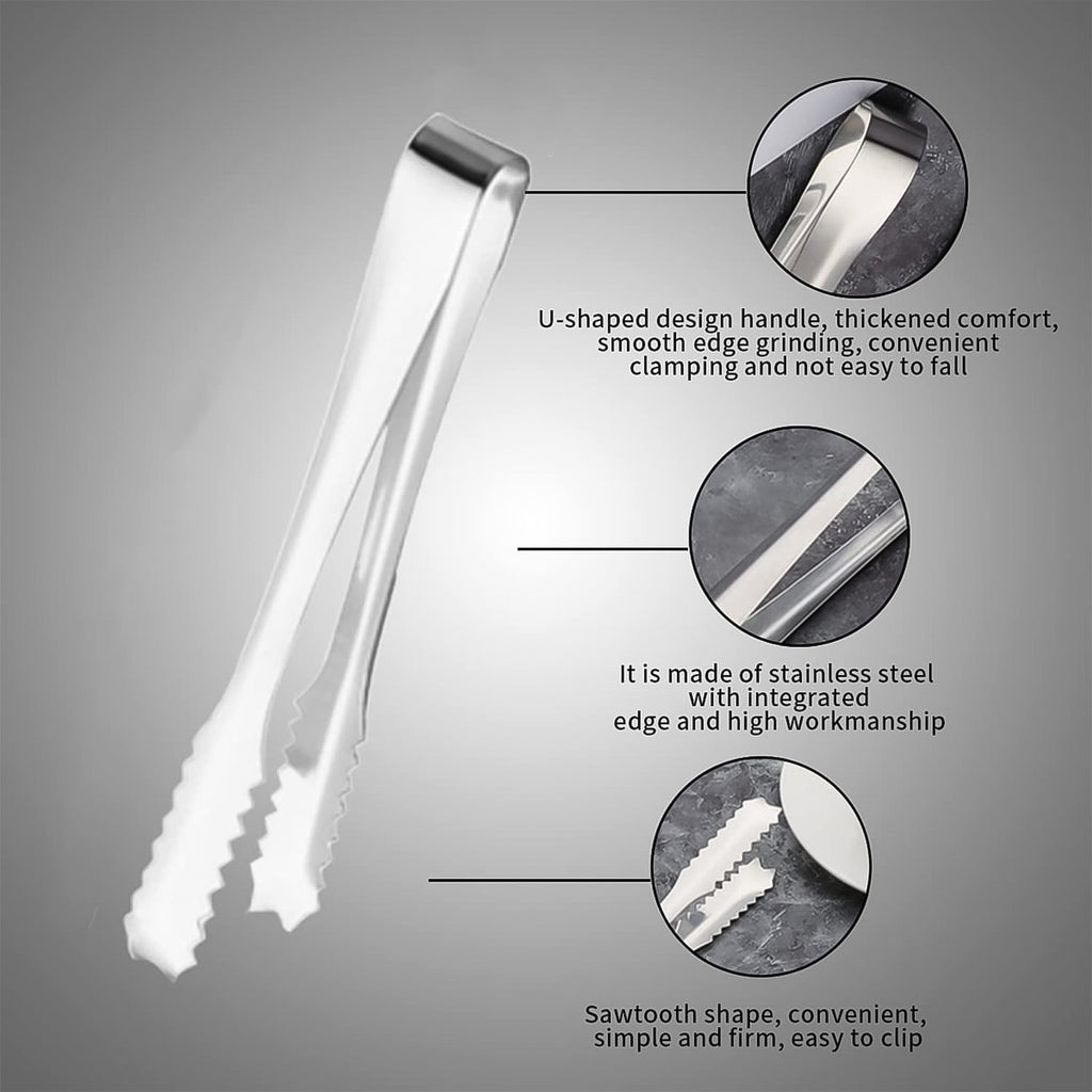 Stainless Steel Tongs 13cm Ice & Sugar Serving | Quickslice - Front View
