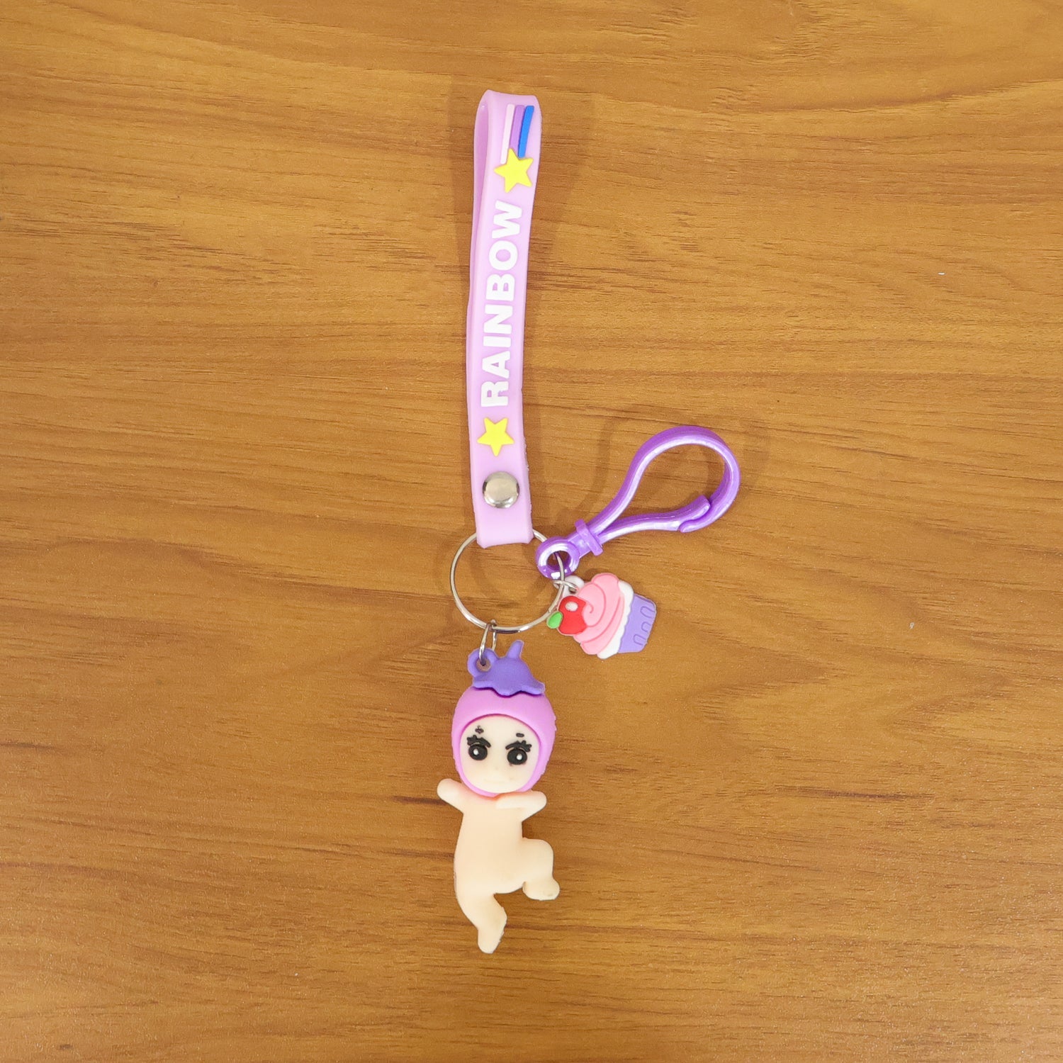 ALVENZA Doll Cupcake Keychain – Colorful Rainbow Strap Accessory