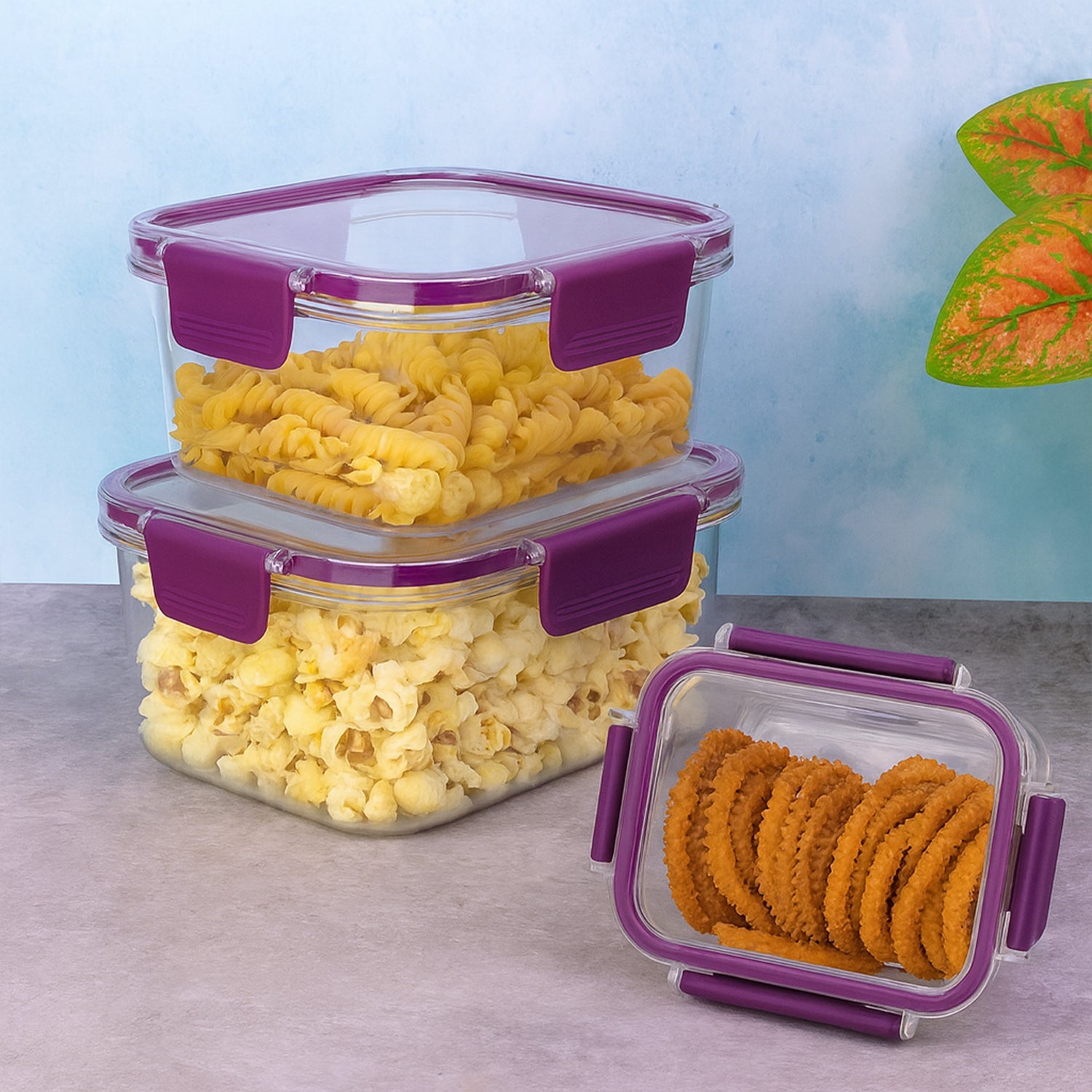 ALVENZA Airtight Square Food Storage Containers – Leakproof 3-Pc Set