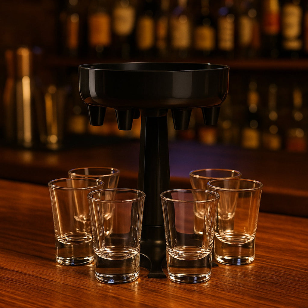 ALVENZA 6-Port Drink Dispenser Stand – Even Flow for Party Shots