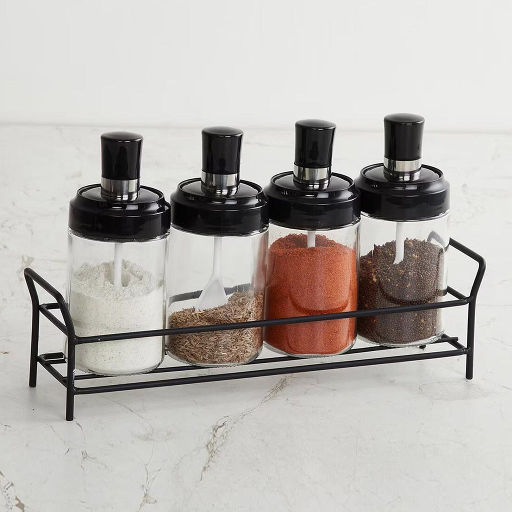 ALVENZA Glass Oil Dispenser & Spice Jar Set – Leakproof Storage | DeoDap