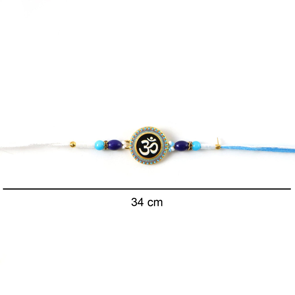 ALVENZA Om Symbol Rakhi – Elegant Beaded Design for Raksha Bandhan