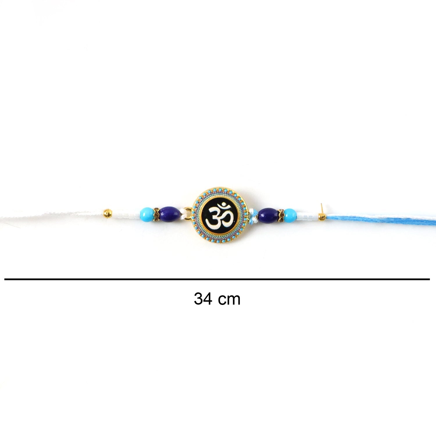 ALVENZA Om Blue Beads Rakhi – Traditional, Stylish & Comfortable for Raksha Bandhan
