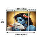Krishna N Cow Wall Art Vibrant 3 Panel MDF Design for Home - Detail View 6