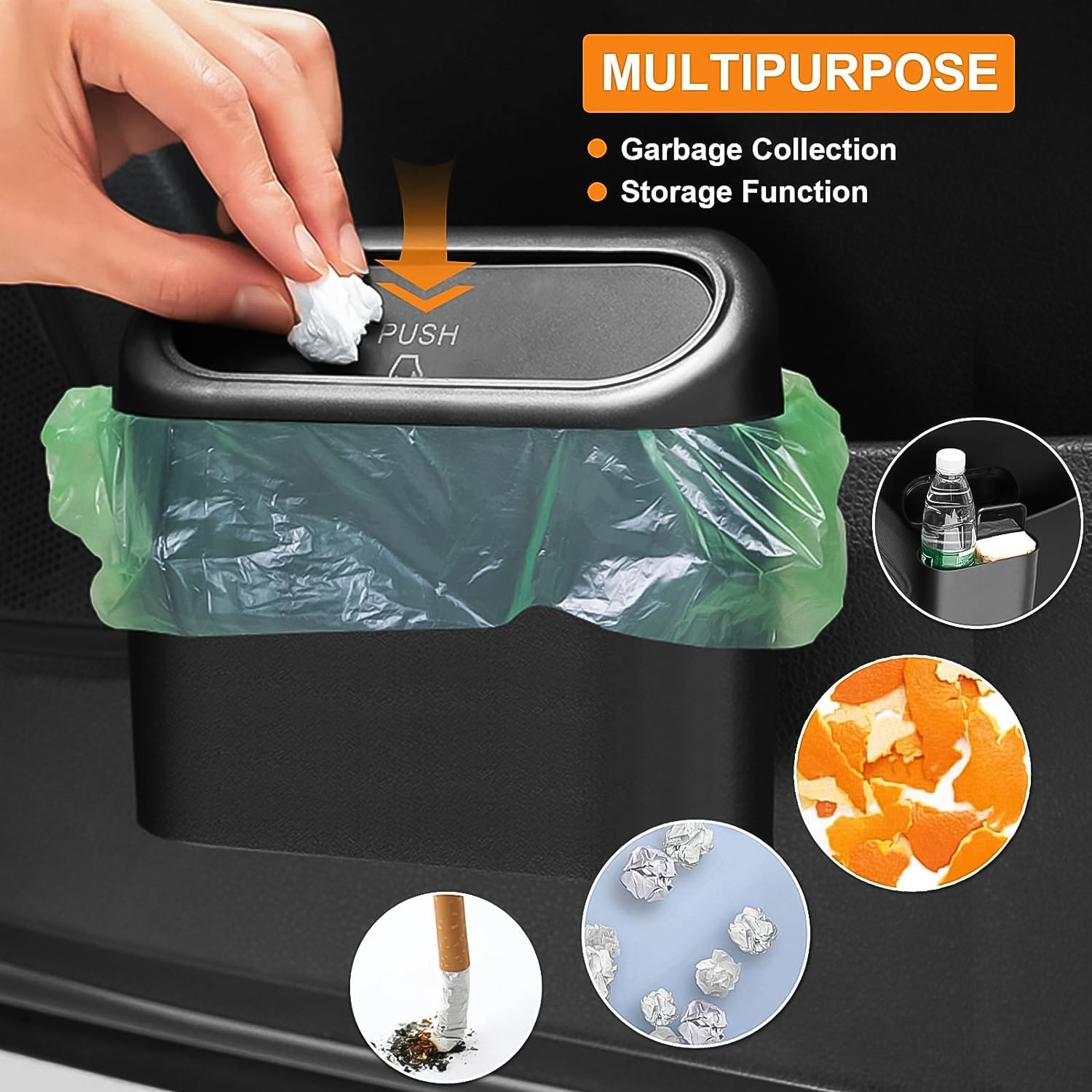 ALVENZA Mini Car Trash Can with Lid – Waterproof & Leak-Proof | Velvet Wheels