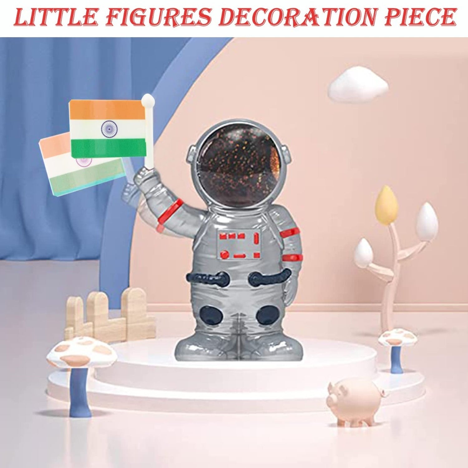 ALVENZA Solar Power Astronaut Ornament – Indian Flag Car Dashboard Décor
