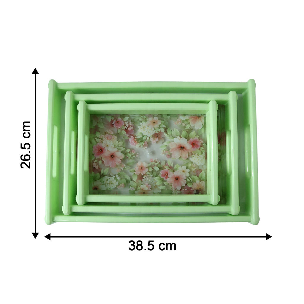 Serving Tray Set Elegant Floral Design with Side Handles - Detail View 6