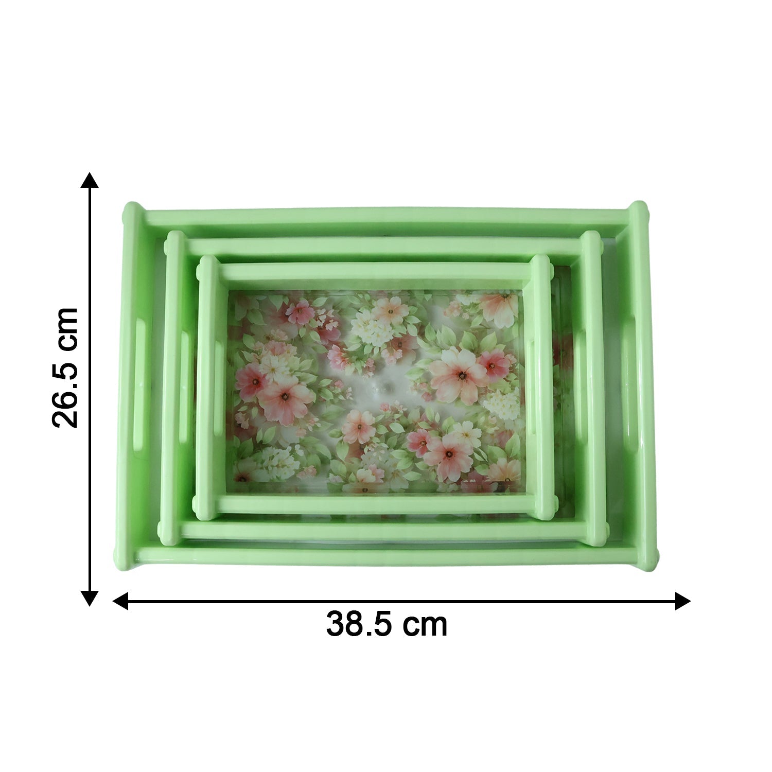 Serving Tray Set Elegant Floral Design with Side Handles - Detail View 6