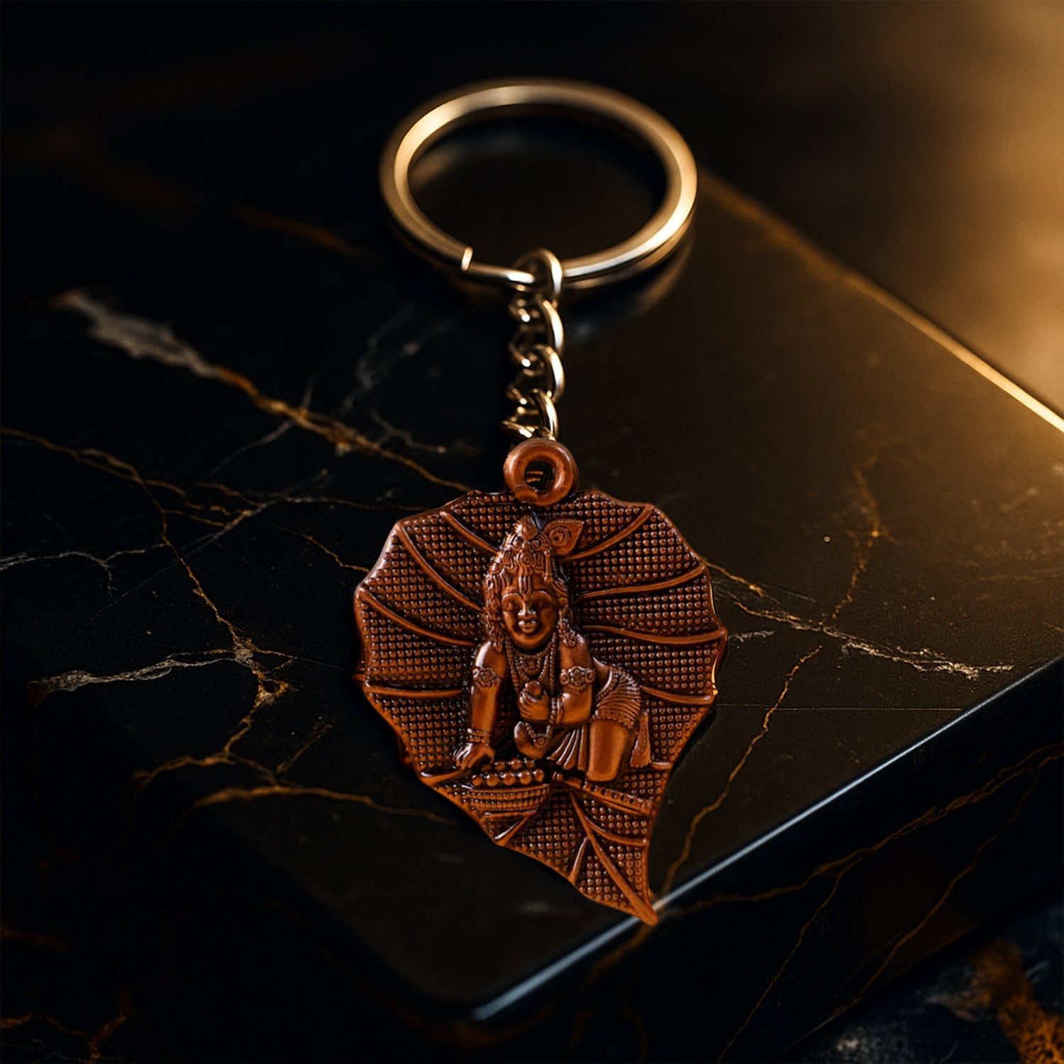 ALVENZA Bal Krishna Antique Bronze Keychain – Spiritual & Durable