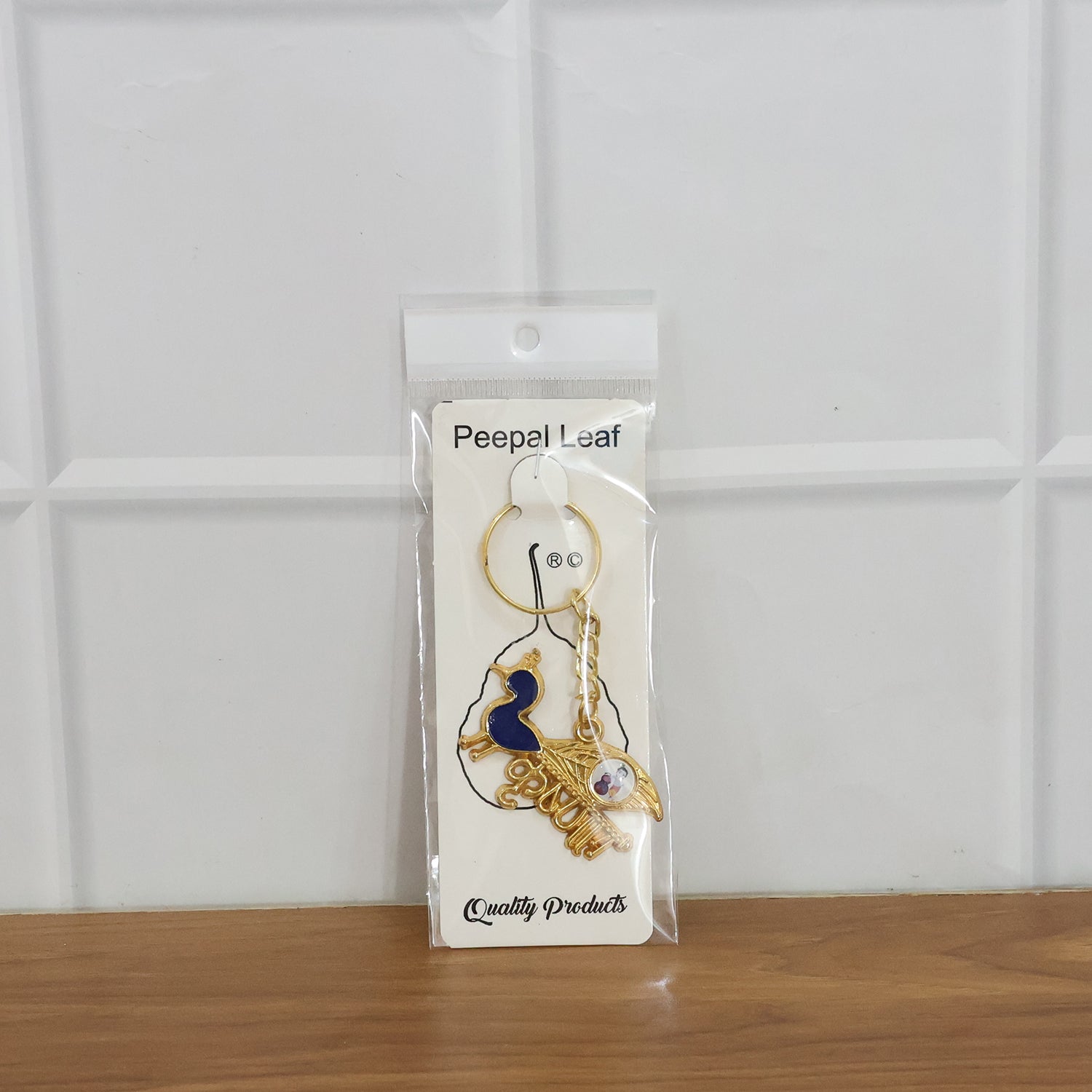 ALVENZA Krishna Peacock Metal Keychain – Elegant Gold-Tone Spiritual Gift