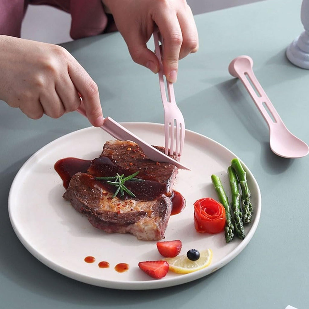 Reusable Cutlery Set 3-in-1 Spoon Fork Knife | Portable Travel - Detail View 6