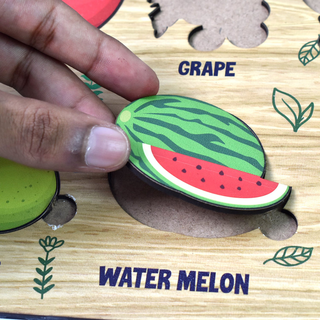 Wooden Fruit Puzzle Toddler Learning Board | Inventive Play - Detail View 7