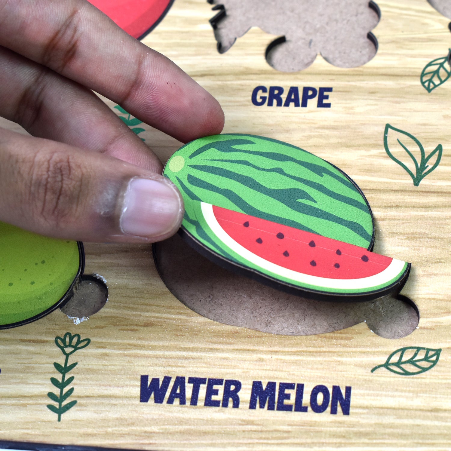 Wooden Fruit Puzzle Toddler Learning Board | Inventive Play - Detail View 7