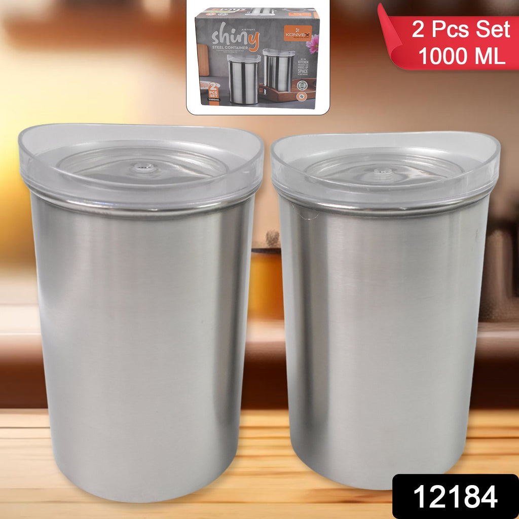 Stainless Steel Airtight Containers 2 Pc Set (500ml Each) | Konvex - Side View