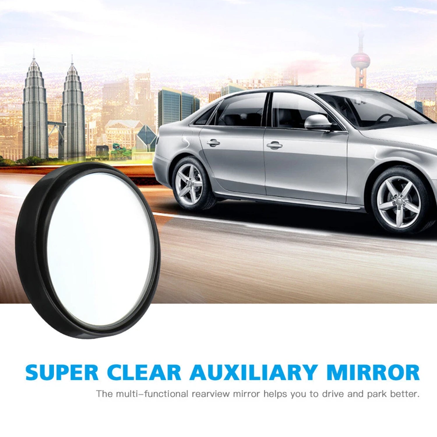 ALVENZA Car Blind Spot Mirrors – Wide Angle Convex Safety Set