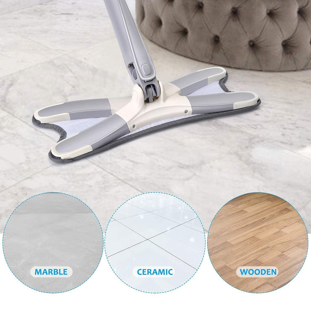 ALVENZA Flat Mop – 360° Rotating Head, Easy Squeeze | Velvet Wipe