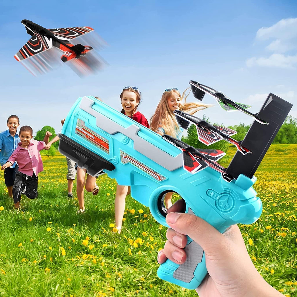 ALVENZA Airplane Launcher Toy – 5 Foam Planes & Gun | Play & Move