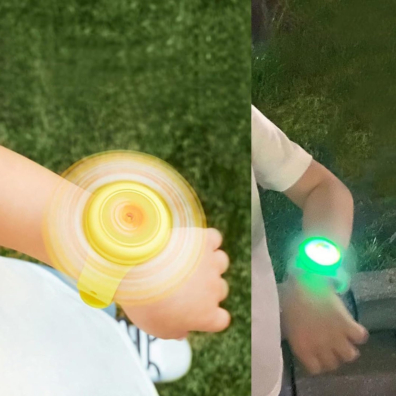 Kids LED Slap Bracelet Spinning Light-Up Cartoon | Little Fashionistas - Back View