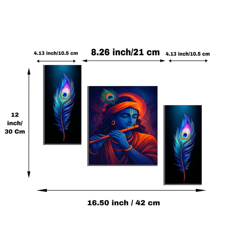 Krishna Wall Art Vibrant MDF Painting for Spiritual Dcor - Detail View 6
