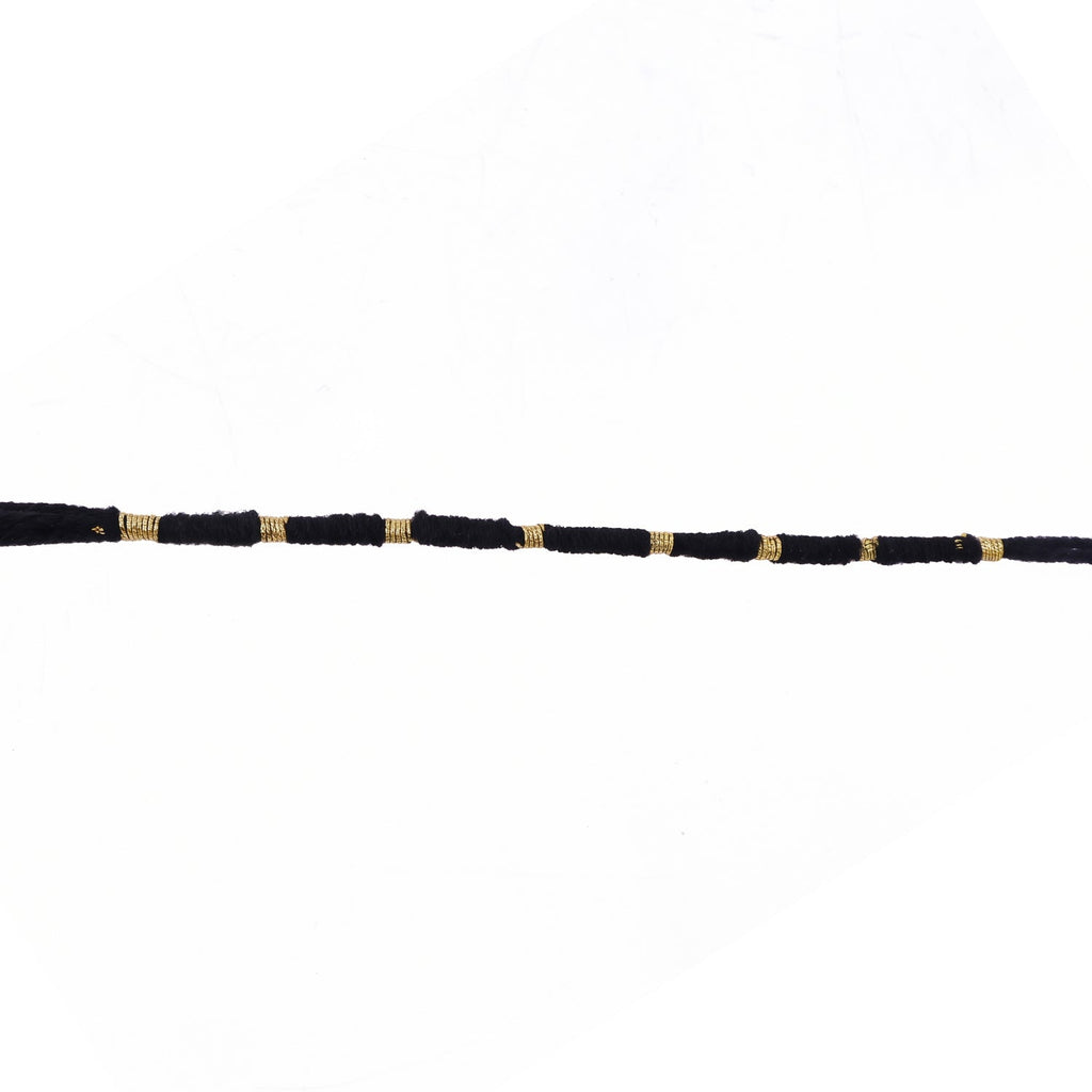 Rakhi Handmade Black Thread with Gold Beads for Raksha Bandhan - Back View