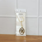 ALVENZA Durga Maa Keychain – Premium Golden Metal with Oval Frame