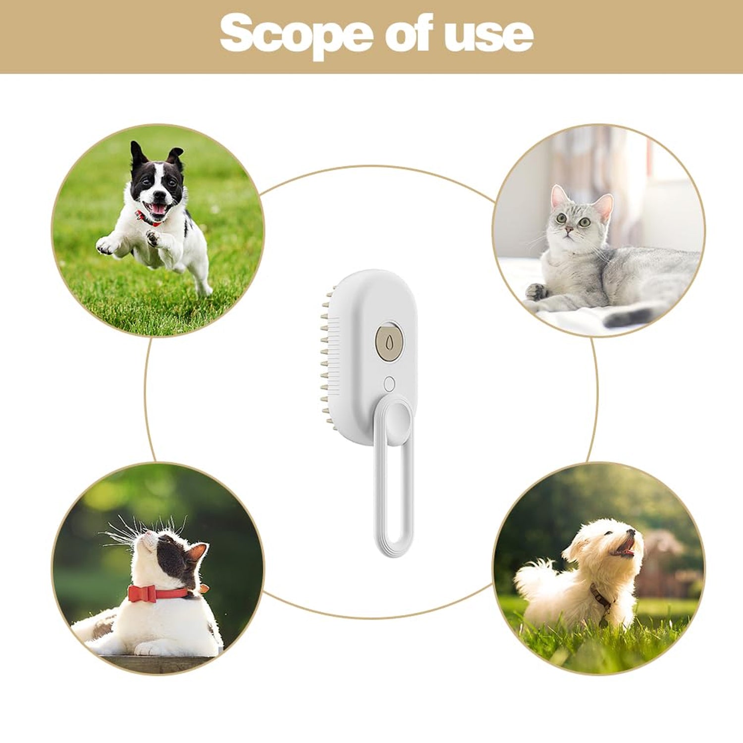 Electric Pet Steam Brush – Hair Removal & Massage | Calm & Curl