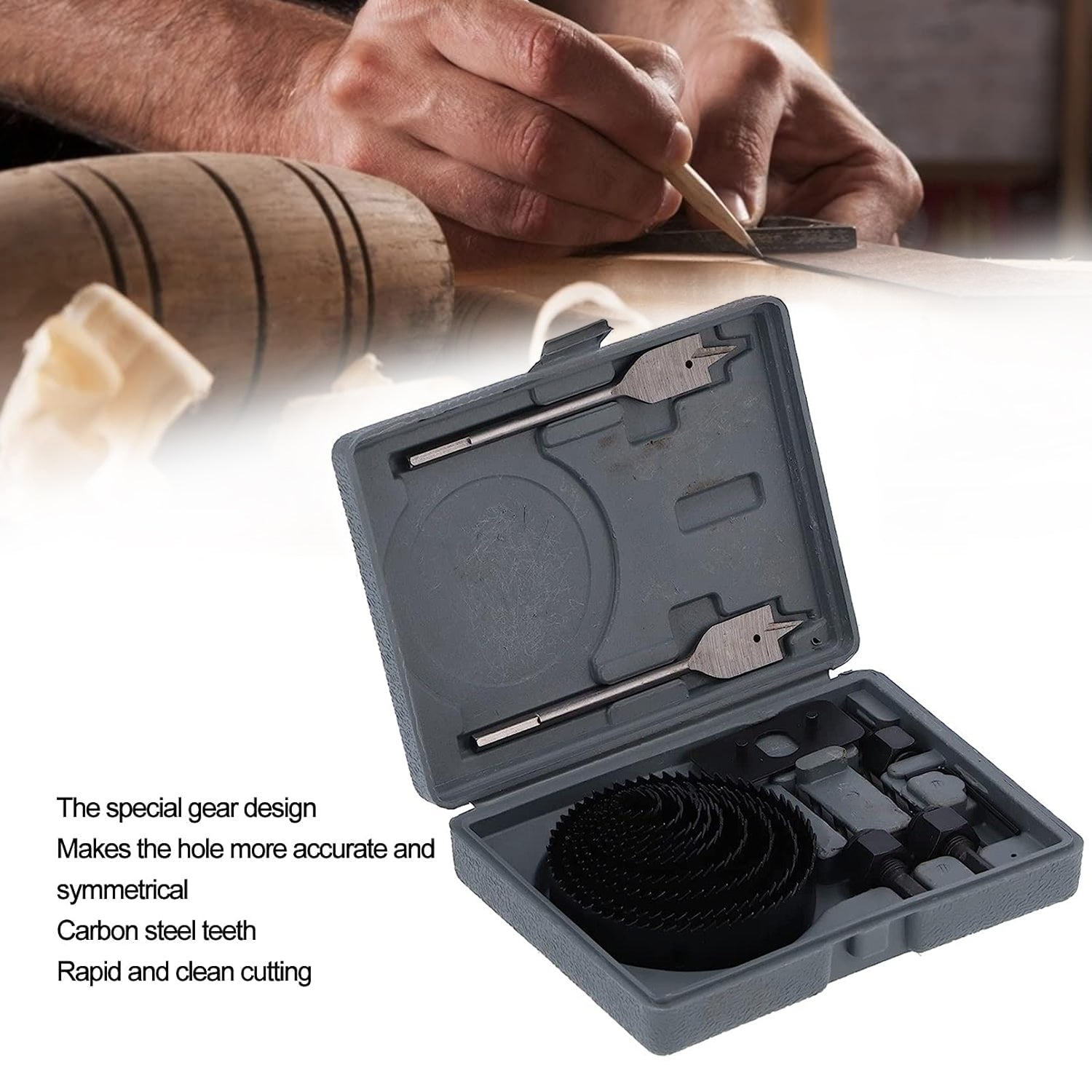 ALVENZA Hole Saw Kit – Carbon Steel 18 Pcs Set for Wood & Plastic | BoltForce
