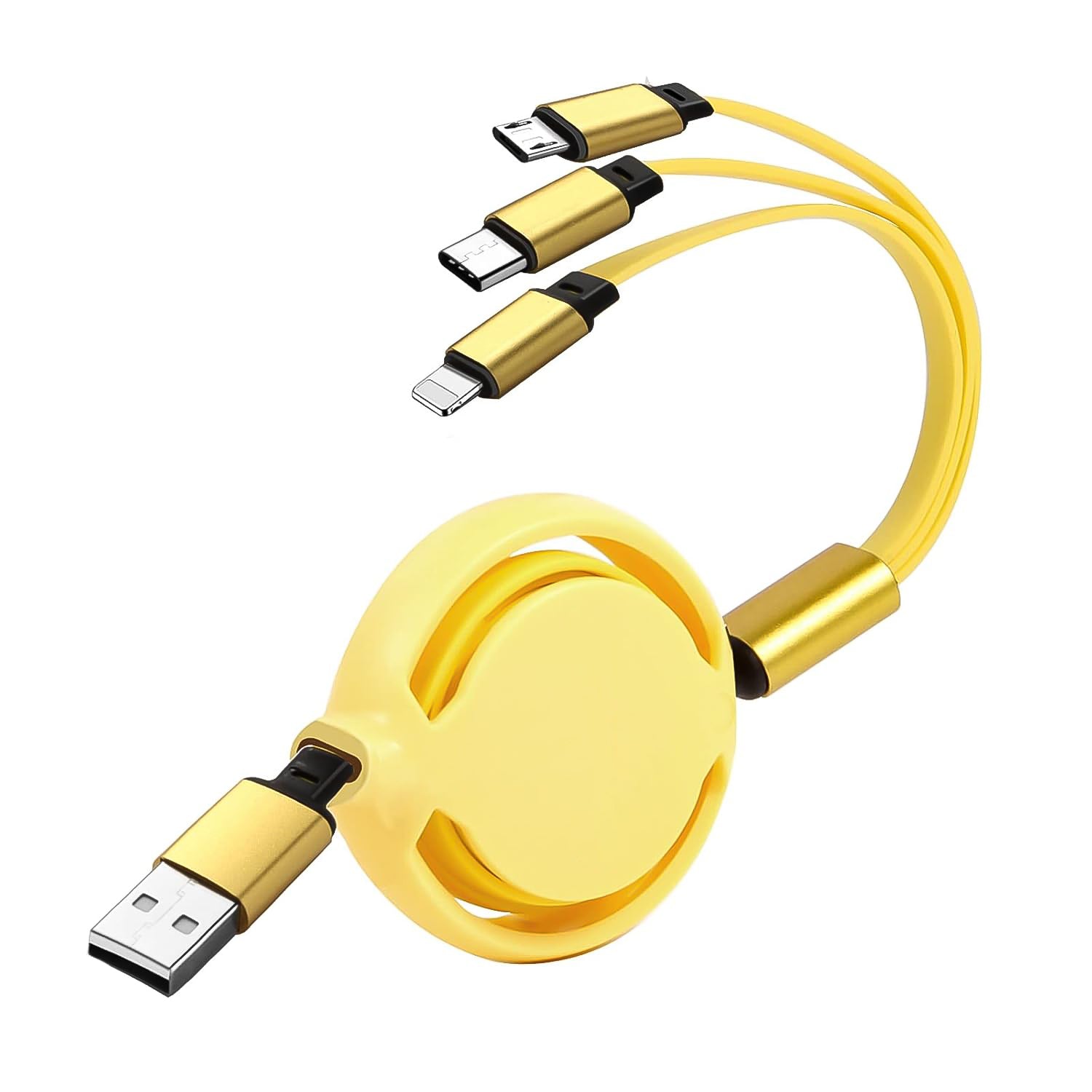 ALVENZA Retractable Charging Cable – 3-in-1 Universal Type C Micro USB | Indo Glow