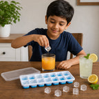 Multipurpose Plastic Ice Cube Tray 14-Grid with Lid for Easy Freezing - Detail View 5