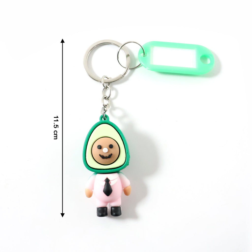ALVENZA Avocado Character Keychain – Cute Cartoon Design with Name Tag
